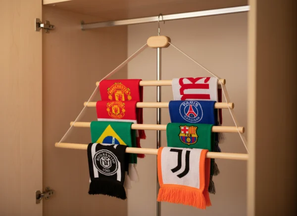 Hanging soccer scarfs
