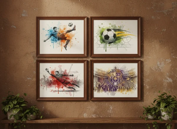Soccer wall art 4 pictures for man cave