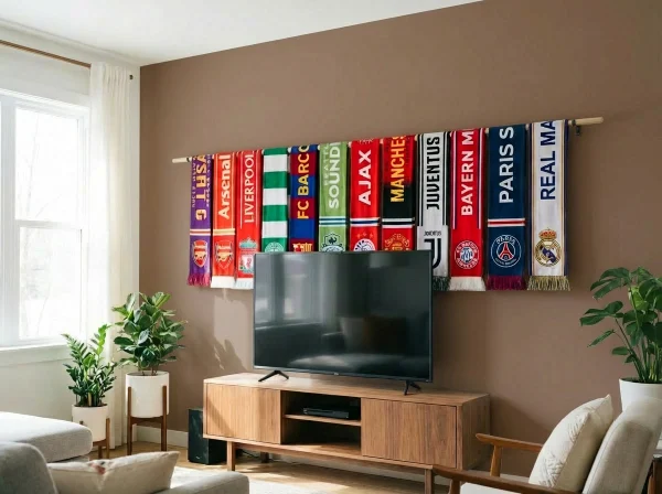 Hanging soccer scarfs