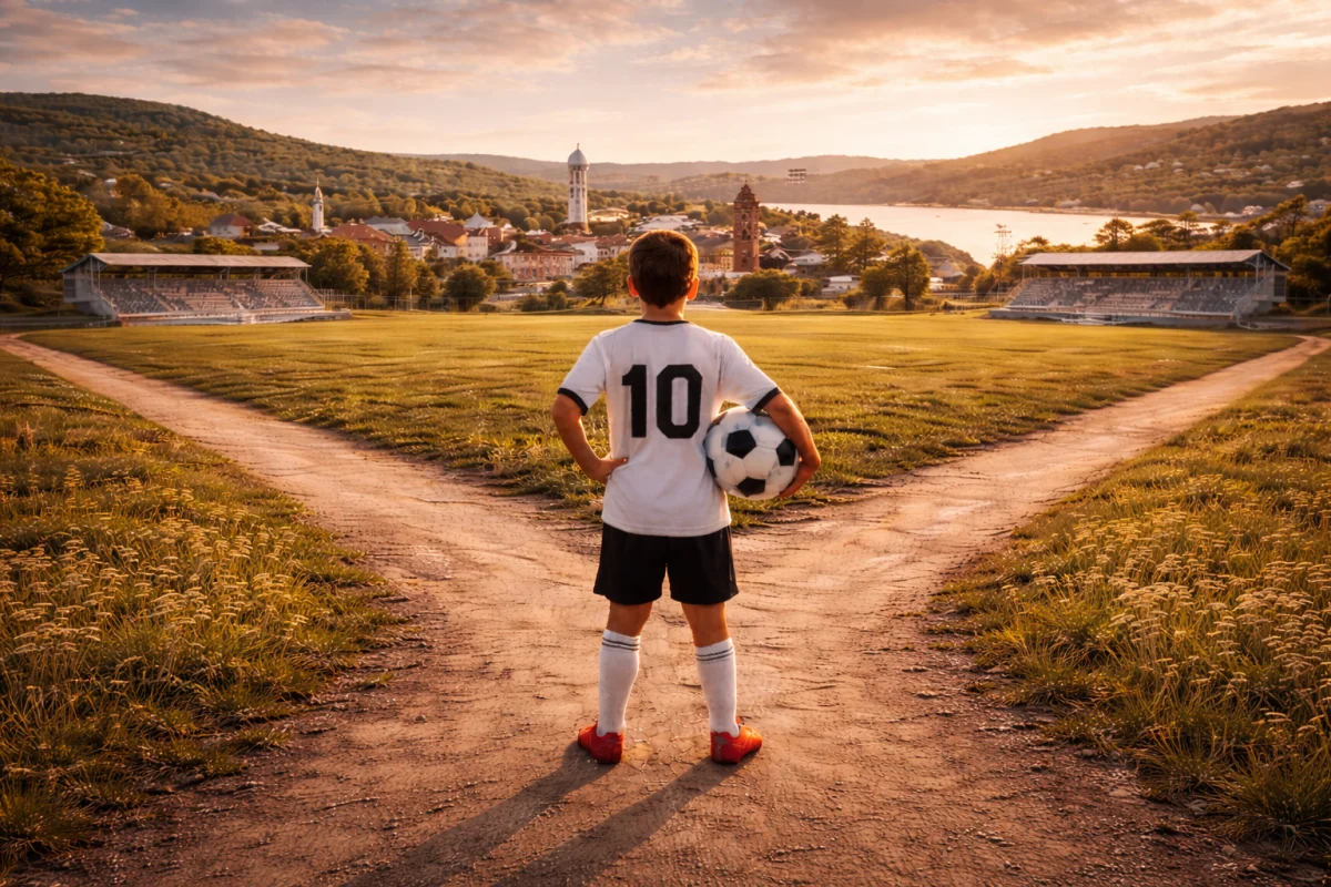 Boy choosing pathway
